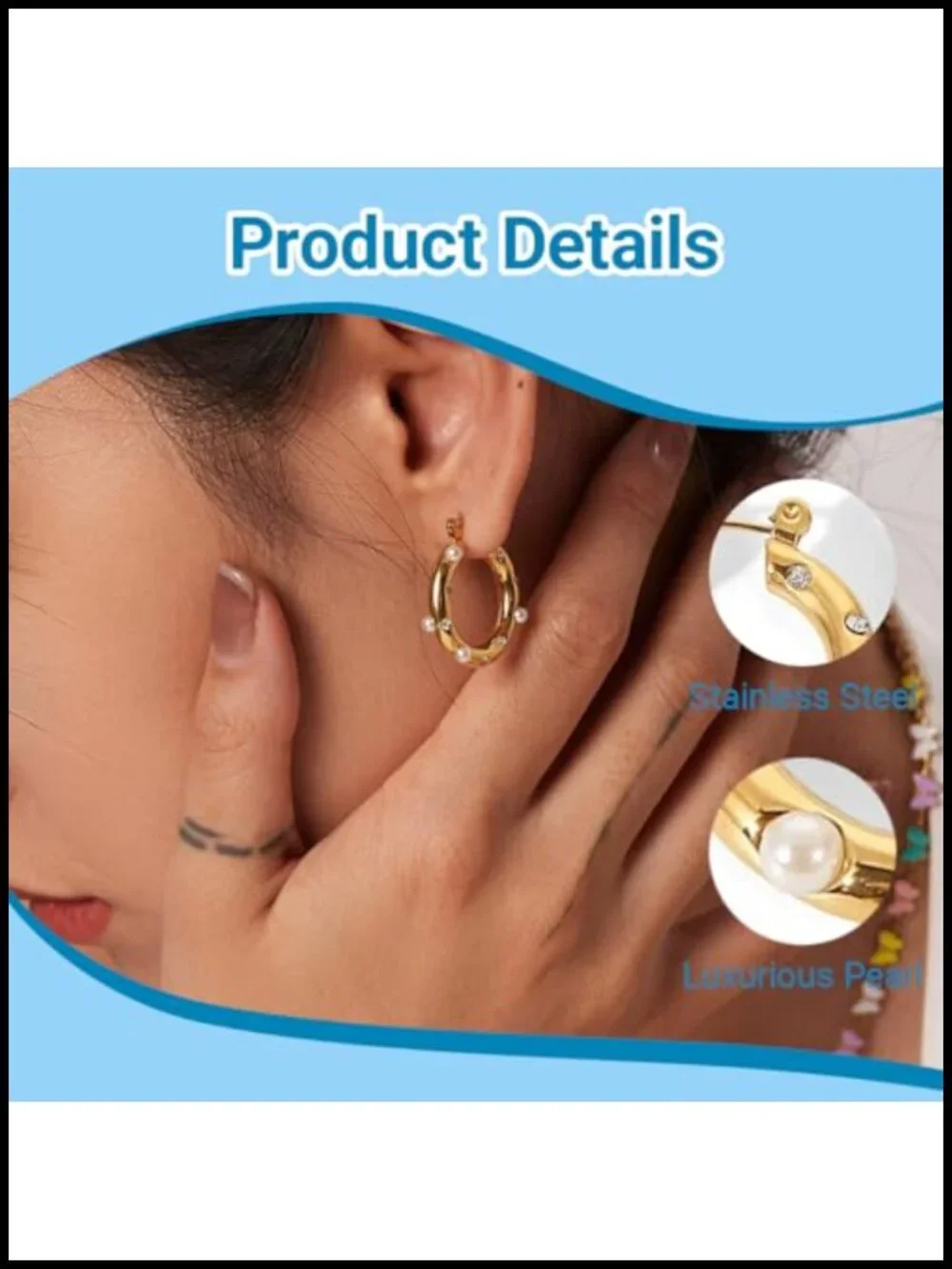 14k Gold Plated Pearl Dangle Earrings for Women Hypoallergenic Trendy Dainty